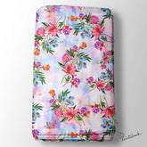 Pink Blue Multicolour 3D Floral Digital Printed Fabric For Gown